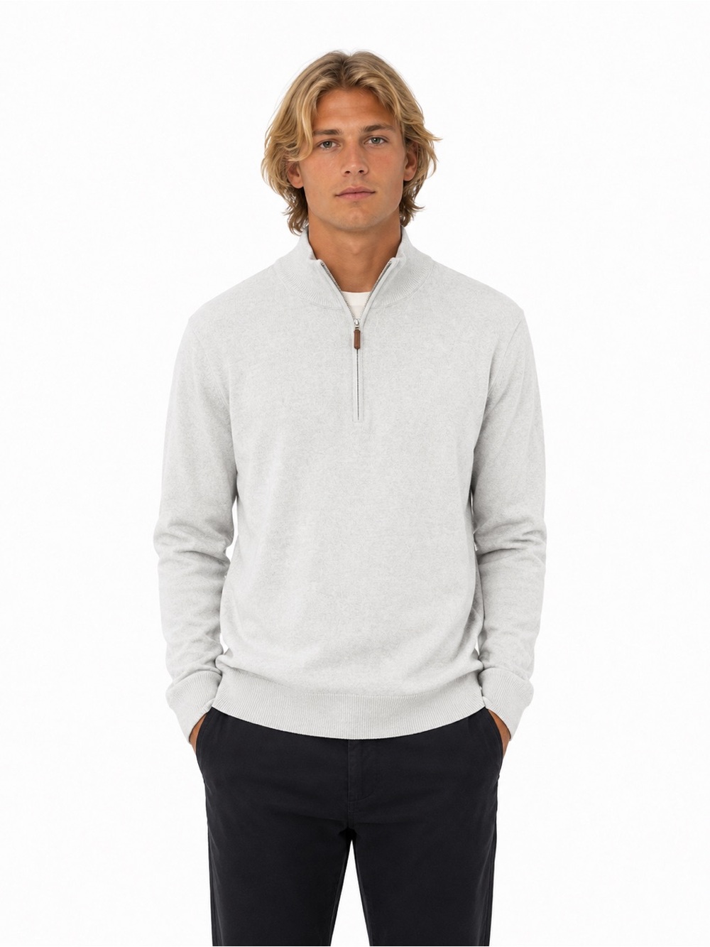 J.Crew Quarter Zip Sweater Cream | Minimal Old Money Knit Pullover | Size M